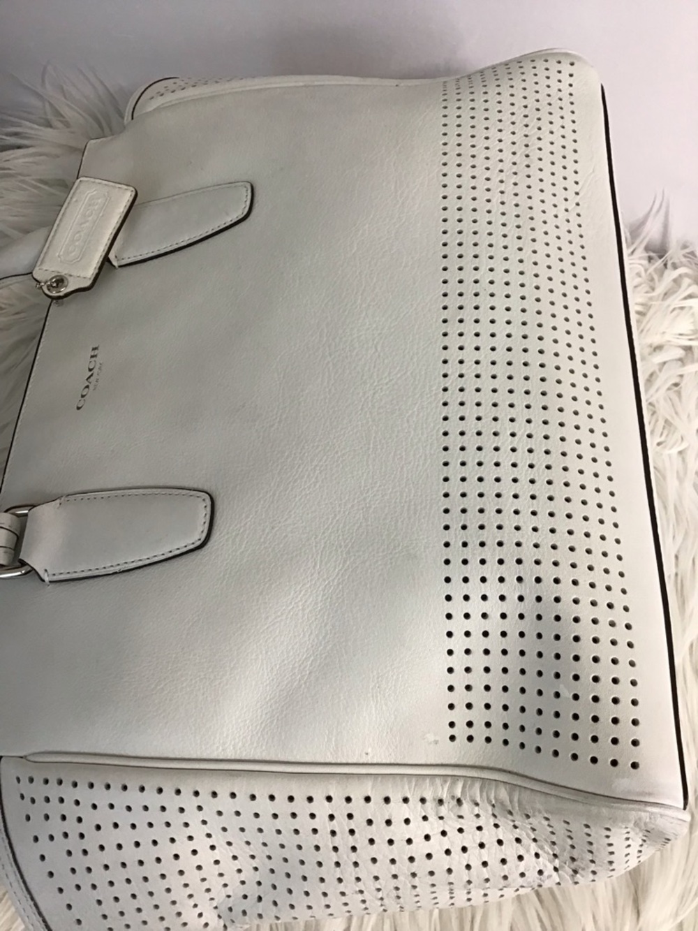 Coach Legacy Perforated Leather Candace Carryall White - Picture 16 of 16